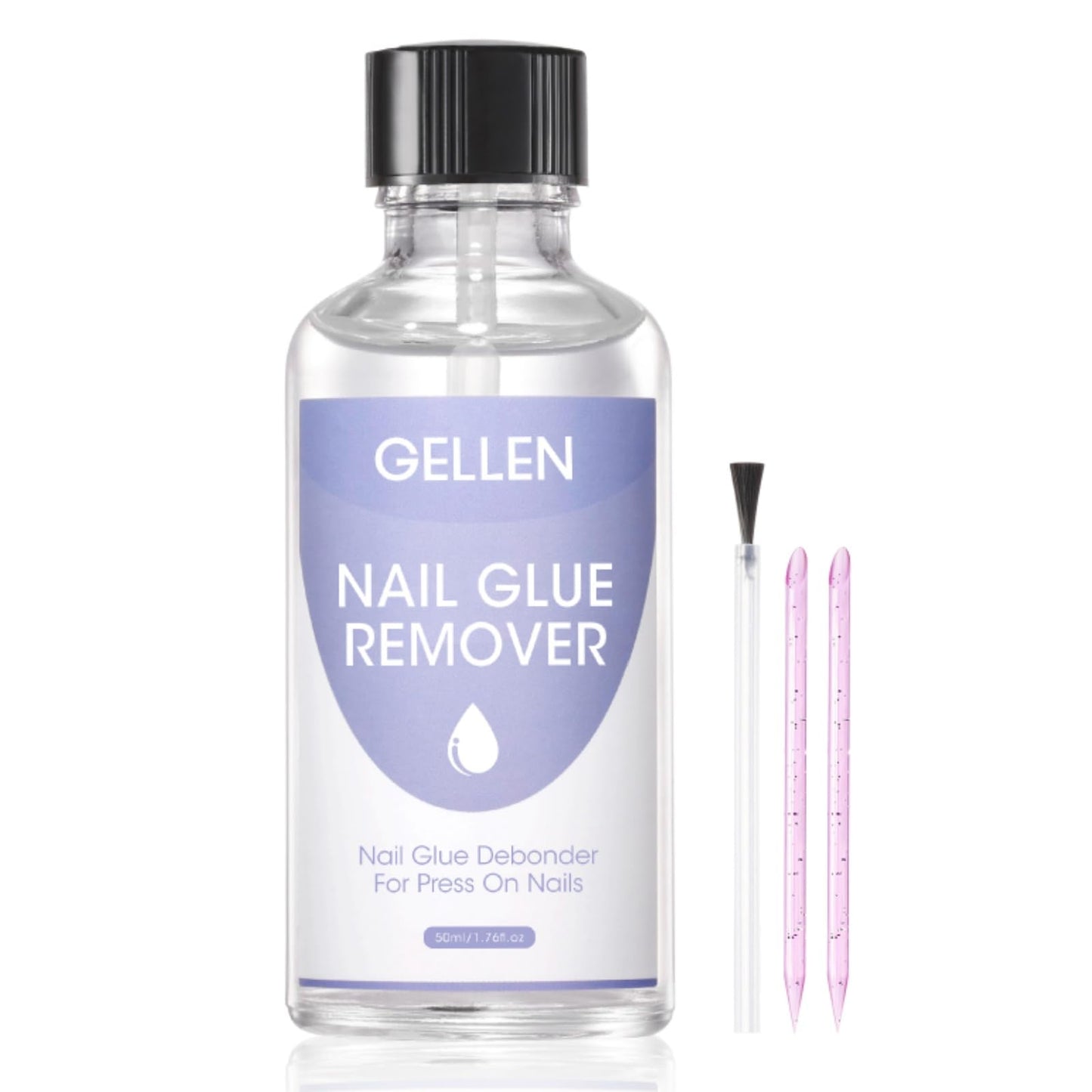 Gellen Nail Glue Remover for Press on Nails 50ml Acetone-free Nail Glue Remover for Quick Dry Strong Nail Glue & Nail Polish Remover Gentle Glue Off for Fake Nail Tips Cant Remove Gel Nail Polish
