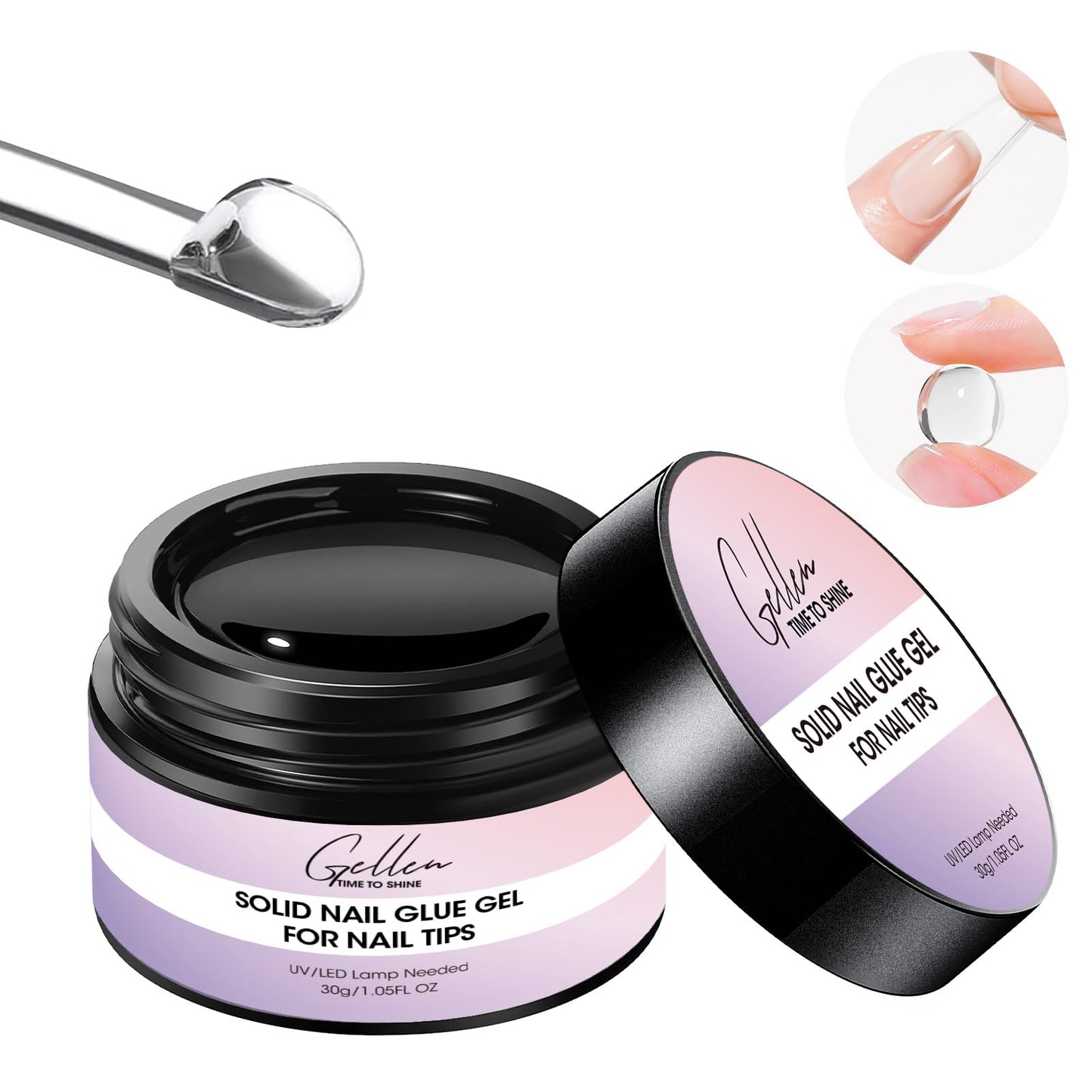 Gellen Solid Nail Glue Gel 30g Gel Nail Glue for Press Ons UV Nail Gel X Glue for Nail Tips and Acrylic Nail Tips Long-Lasting Strong Solid Gel Nail Glue for Nail Art at Home DIY