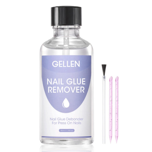 Gellen Nail Glue Remover for Press on Nails 50ml Acetone-free Nail Glue Remover for Quick Dry Strong Nail Glue & Nail Polish Remover Gentle Glue Off for Fake Nail Tips Cant Remove Gel Nail Polish
